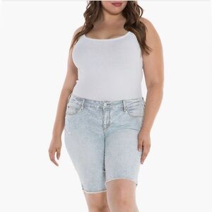 SLINK JEANS➕Striped Bermuda Denim Shorts